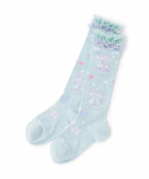 mezzo piano / メゾピアノ ソックス | ★遊園地柄　ハイソックス（ライト ブルー）