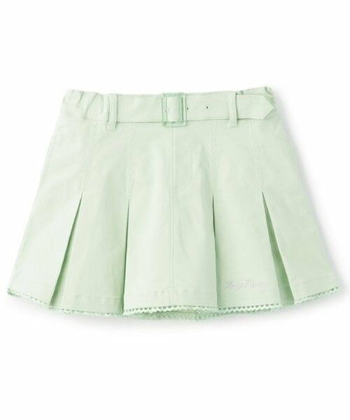 mezzo piano / メゾピアノ ショート・ハーフ・半端丈パンツ | 【人気商品再入荷】【直営店で取り扱い無し】太ベルト　ボックスプリーツ　スカパン（ミント）