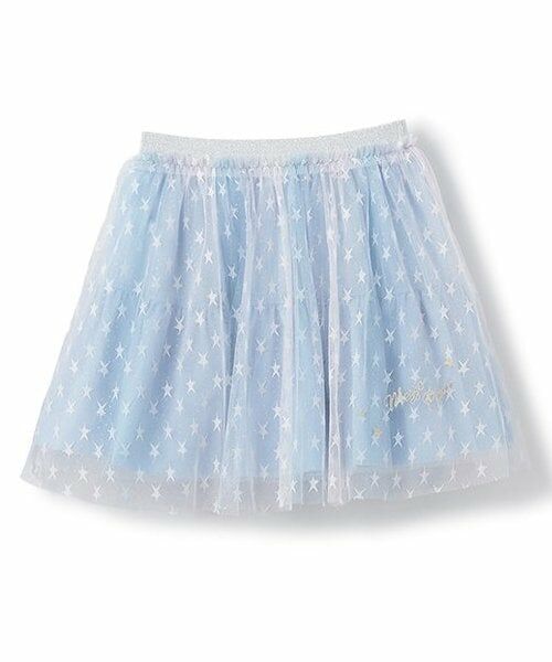 mezzo piano / メゾピアノ ミニ・ひざ丈スカート | 【人気商品再入荷】【直営店で取り扱い無し】グラデーション星チュール スカート(ブルー)