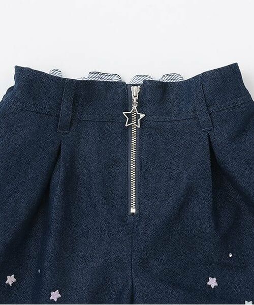 mezzo piano / メゾピアノ ショート・ハーフ・半端丈パンツ | 【人気商品再入荷】【直営店で取り扱い無し】フロントZIP　裾スカラップ星刺しゅうショートパンツ | 詳細2