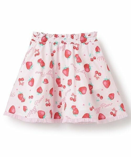 mezzo piano / メゾピアノ ミニ・ひざ丈スカート | 【人気商品再入荷】【直営店で取り扱い無し】イチゴ柄フレアスカート(ライト ピンク)
