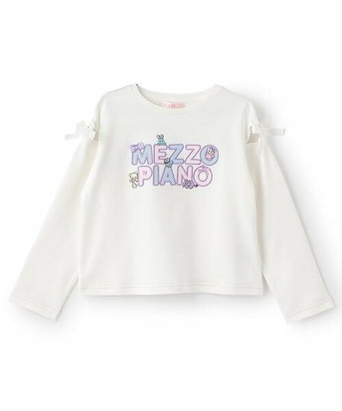 mezzo piano / メゾピアノ Tシャツ | 【人気商品再入荷】【直営店で取り扱い無し】ぬいぐるみロゴ　長袖Tシャツ（オフ ホワイト）