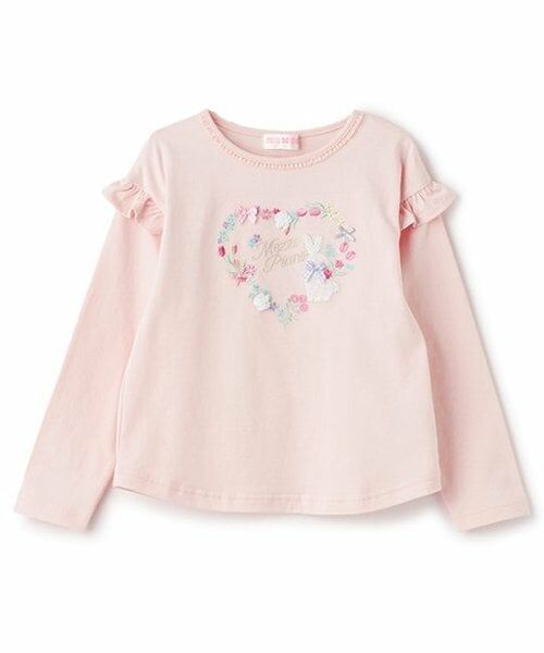 mezzo piano / メゾピアノ Tシャツ | 【人気商品再入荷】【直営店で取り扱い無し】花ハートうさぎ長袖Ｔシャツ（ピンク）