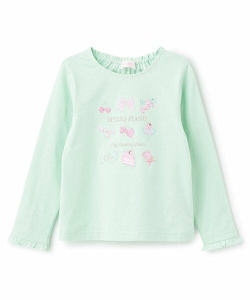 mezzo piano / メゾピアノ Tシャツ | 【人気商品再入荷】【直営店で取り扱い無し】イチゴスウィーツ長袖Tシャツ（ミント）