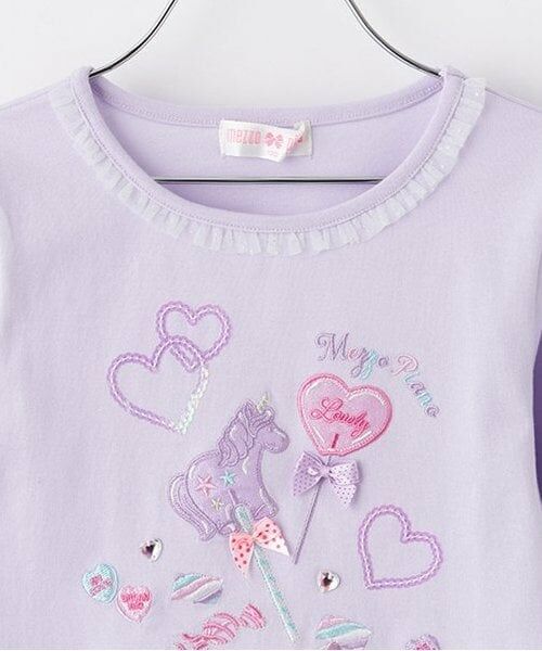mezzo piano / メゾピアノ Tシャツ | 【人気商品再入荷】【直営店で取り扱い無し】ユニコーンキャンディ刺繍長袖Ｔシャツ | 詳細2