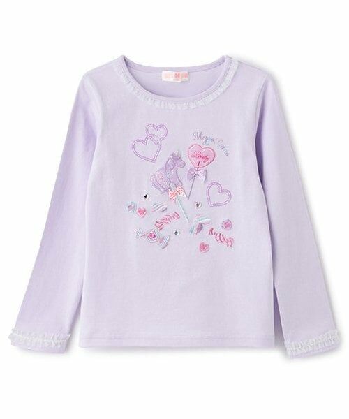 mezzo piano / メゾピアノ Tシャツ | 【人気商品再入荷】【直営店で取り扱い無し】ユニコーンキャンディ刺繍長袖Ｔシャツ（ラベンダー）