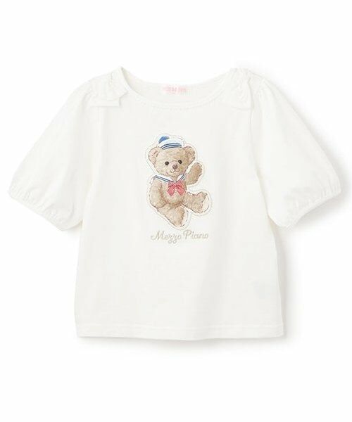 mezzo piano / メゾピアノ Tシャツ | 【人気商品再入荷】【直営店で取り扱い無し】マリンくま　5分袖Tシャツ（オフ ホワイト）