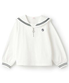 mezzo piano / メゾピアノ Tシャツ | 【人気商品再入荷】【直営店で取り扱い無し】セーラーカラー　ジッププルオーバー