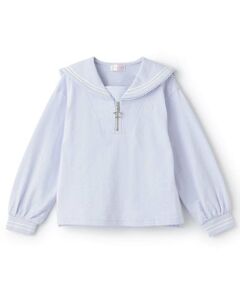 mezzo piano / メゾピアノ Tシャツ | 【人気商品再入荷】【直営店で取り扱い無し】セーラーカラー　ジッププルオーバー