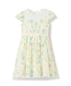 mezzo piano / メゾピアノ ミニ丈・ひざ丈ワンピース | 【人気商品再入荷】【直営店で取り扱い無し】チューリップ柄ウエストリボンワンピース