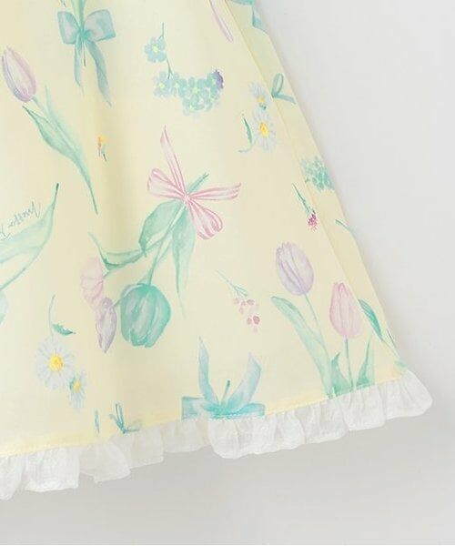 mezzo piano / メゾピアノ ミニ丈・ひざ丈ワンピース | 【人気商品再入荷】【直営店で取り扱い無し】チューリップ柄ウエストリボンワンピース | 詳細4