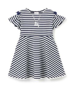 mezzo piano / メゾピアノ ミニ丈・ひざ丈ワンピース | 【人気商品再入荷】【直営店で取り扱い無し】ネックレス刺繍　ボーダーカットワンピース