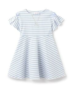 mezzo piano / メゾピアノ ミニ丈・ひざ丈ワンピース | 【人気商品再入荷】【直営店で取り扱い無し】ネックレス刺繍　ボーダーカットワンピース