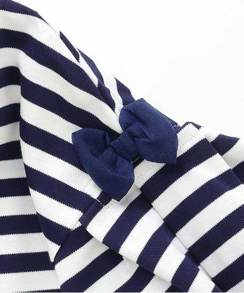 mezzo piano / メゾピアノ ミニ丈・ひざ丈ワンピース | 【人気商品再入荷】【直営店で取り扱い無し】ネックレス刺繍　ボーダーカットワンピース | 詳細6