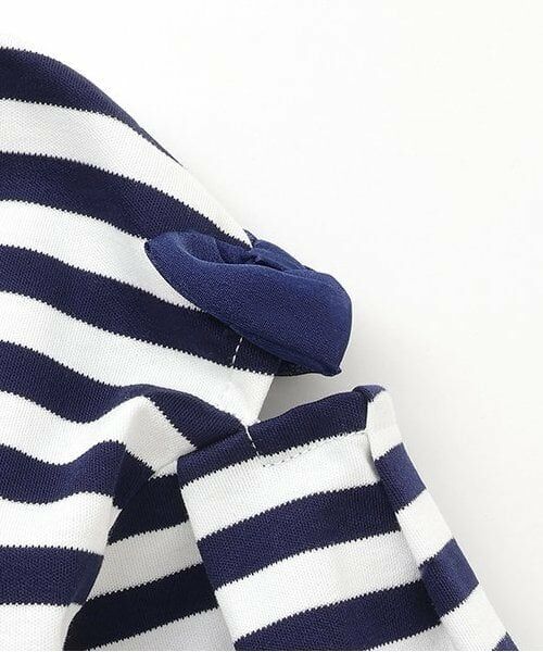 mezzo piano / メゾピアノ ミニ丈・ひざ丈ワンピース | 【人気商品再入荷】【直営店で取り扱い無し】ネックレス刺繍　ボーダーカットワンピース | 詳細7