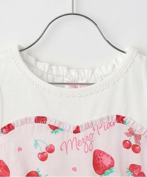 mezzo piano / メゾピアノ ミニ丈・ひざ丈ワンピース | 【人気商品再入荷】【直営店で取り扱い無し】イチゴ柄パフスリーブ　ドッキングワンピース | 詳細2