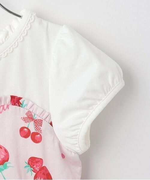 mezzo piano / メゾピアノ ミニ丈・ひざ丈ワンピース | 【人気商品再入荷】【直営店で取り扱い無し】イチゴ柄パフスリーブ　ドッキングワンピース | 詳細3