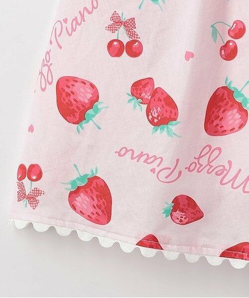 mezzo piano / メゾピアノ ミニ丈・ひざ丈ワンピース | 【人気商品再入荷】【直営店で取り扱い無し】イチゴ柄パフスリーブ　ドッキングワンピース | 詳細5