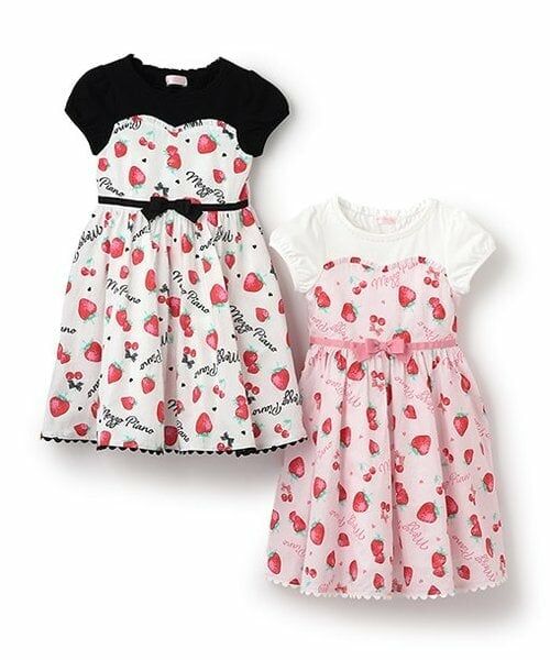 mezzo piano / メゾピアノ ミニ丈・ひざ丈ワンピース | 【人気商品再入荷】【直営店で取り扱い無し】イチゴ柄パフスリーブ　ドッキングワンピース | 詳細8