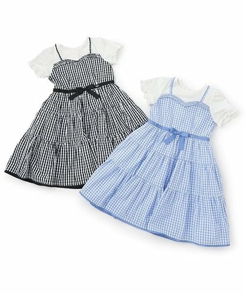 mezzo piano / メゾピアノ ミニ丈・ひざ丈ワンピース | 【人気商品再入荷】【直営店で取り扱い無し】ギンガムティアードドッキングワンピース | 詳細10