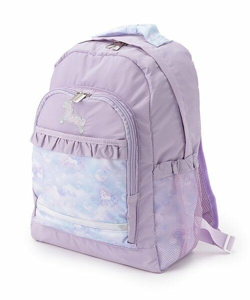 mezzo piano / メゾピアノ リュック・バックパック | 【人気商品再入荷】【直営店で取り扱い無し】シャボン玉ユニコーン柄　ナイロンリュック　大（ラベンダー）