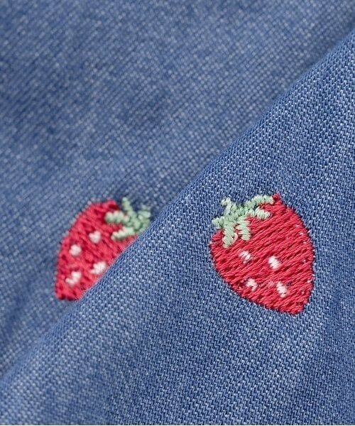 mezzo piano / メゾピアノ ショート・ハーフ・半端丈パンツ | 【人気商品再入荷】【直営店で取り扱い無し】デニム・ギンガム　イチゴ刺しゅうキュロットスカート | 詳細8