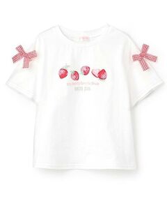 mezzo piano / メゾピアノ Tシャツ | 【人気商品再入荷】【直営店で取り扱い無し】イチゴアップリケ半袖Ｔシャツ