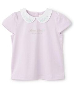 mezzo piano / メゾピアノ Tシャツ | 【人気商品再入荷】【直営店で取り扱い無し】花刺しゅう衿つき　Tシャツ