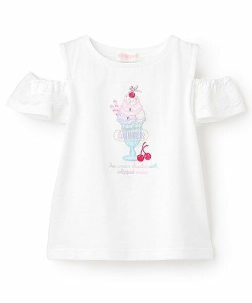 mezzo piano / メゾピアノ Tシャツ | 【人気商品再入荷】【直営店で取り扱い無し】ダイナーメニュー肩開き　2wayTシャツ（オフ ホワイト）