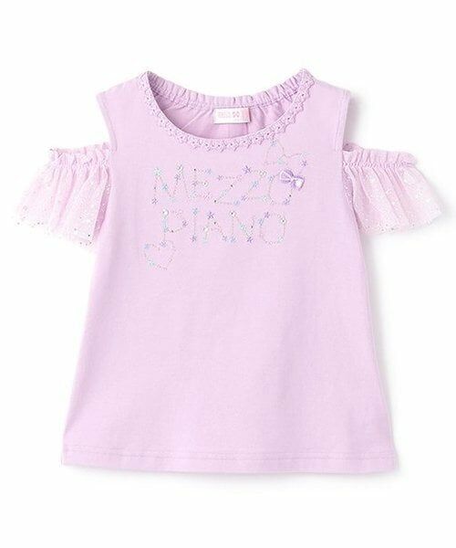 mezzo piano / メゾピアノ Tシャツ | 【人気商品再入荷】【直営店で取り扱い無し】星座ロゴ刺しゅうオフショルダー半袖Ｔシャツ（ラベンダー）