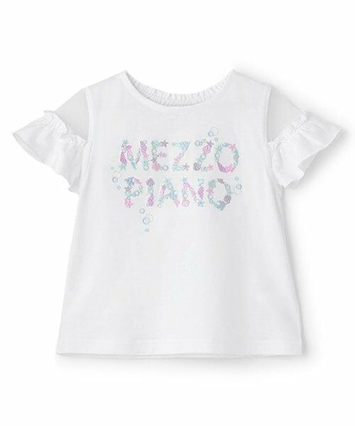 mezzo piano / メゾピアノ Tシャツ | 【人気商品再入荷】【直営店で取り扱い無し】海モチーフロゴ刺しゅう　半袖Tシャツ（オフ ホワイト）