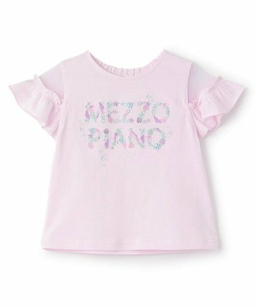 mezzo piano / メゾピアノ Tシャツ | 【人気商品再入荷】【直営店で取り扱い無し】海モチーフロゴ刺しゅう　半袖Tシャツ（ライト ピンク）