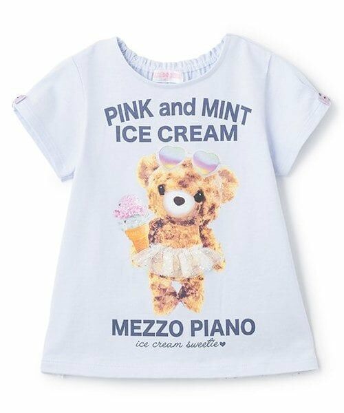 mezzo piano / メゾピアノ Tシャツ | 【人気商品再入荷】【直営店で取り扱い無し】アイスクマプリントTシャツ（サックス）
