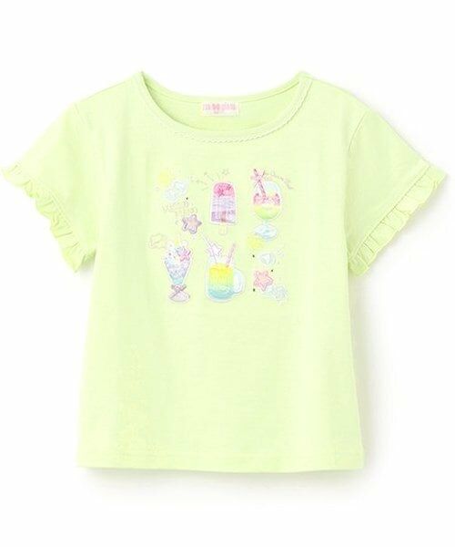 mezzo piano / メゾピアノ Tシャツ | 【人気商品再入荷】【直営店で取り扱い無し】ソーダ刺繍　半袖Tシャツ（イエロー グリーン）