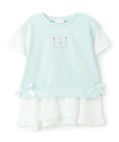 mezzo piano / メゾピアノ Tシャツ | 【人気商品再入荷】【直営店で取り扱い無し】アイス刺しゅうレイヤードＴシャツ