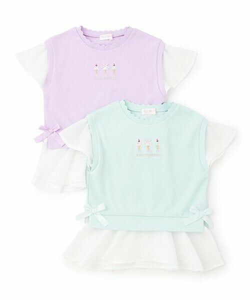 mezzo piano / メゾピアノ Tシャツ | 【人気商品再入荷】【直営店で取り扱い無し】アイス刺しゅうレイヤードTシャツ | 詳細8