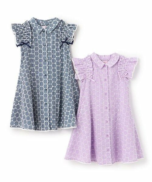 mezzo piano / メゾピアノ ミニ丈・ひざ丈ワンピース | 【人気商品再入荷】【直営店で取り扱い無し】フリル袖ストライプ　シャツワンピース | 詳細9