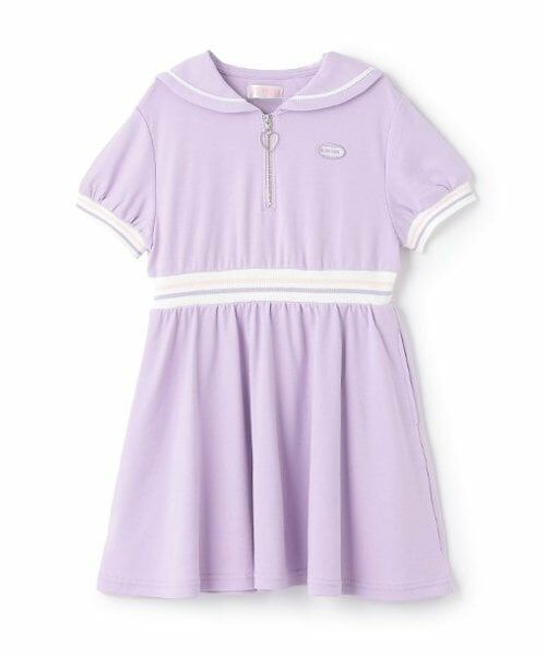 mezzo piano / メゾピアノ ミニ丈・ひざ丈ワンピース | 【人気商品再入荷】【直営店で取り扱い無し】ハーフジップ　セーラーワンピース（ラベンダー）