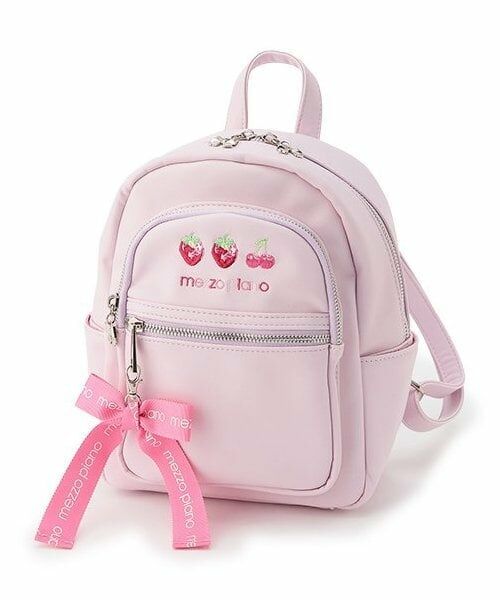mezzo piano / メゾピアノ リュック・バックパック | 【人気商品再入荷】【直営店で取り扱い無し】イチゴチェリー　ミニリュック（ライト ピンク）