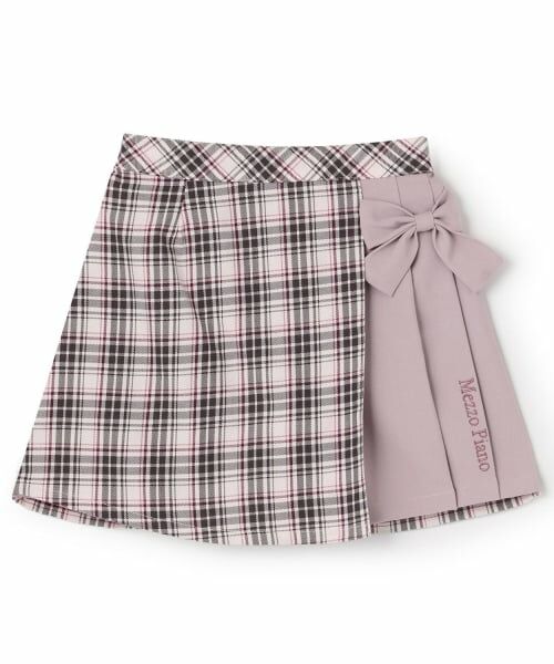 mezzo piano / メゾピアノ ショート・ハーフ・半端丈パンツ | 【人気商品再入荷】【直営店で取り扱い無し】チェックラップ　キュロットスカート（ピンク）