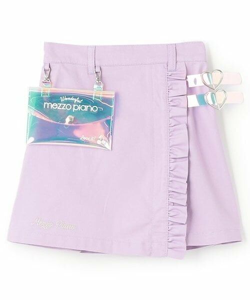 mezzo piano / メゾピアノ ミニ・ひざ丈スカート | 【人気商品再入荷】【直営店で取り扱い無し】クリアポーチつき ラップ風スカート(ラベンダー)