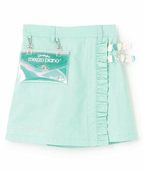 mezzo piano / メゾピアノ ミニ・ひざ丈スカート | 【人気商品再入荷】【直営店で取り扱い無し】クリアポーチつき ラップ風スカート(ミント)