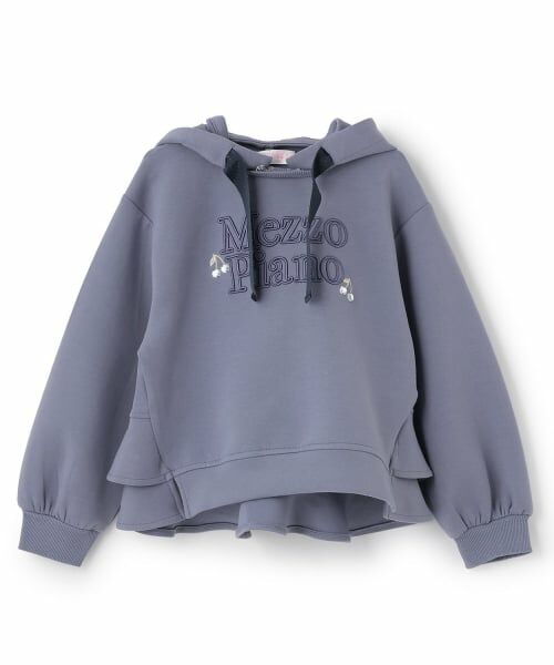 mezzo piano / メゾピアノ パーカー | 【人気商品再入荷】【直営店で取り扱い無し】メゾピアノロゴ刺しゅうペプラムパーカ（ブルー）