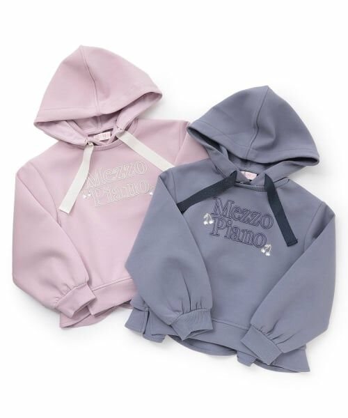 mezzo piano / メゾピアノ パーカー | 【人気商品再入荷】【直営店で取り扱い無し】メゾピアノロゴ刺しゅうペプラムパーカ | 詳細7