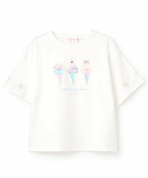 mezzo piano / メゾピアノ Tシャツ | 【人気商品再入荷】【直営店で取り扱い無し】アイス転写プリント　半袖Ｔシャツ（オフ ホワイト）