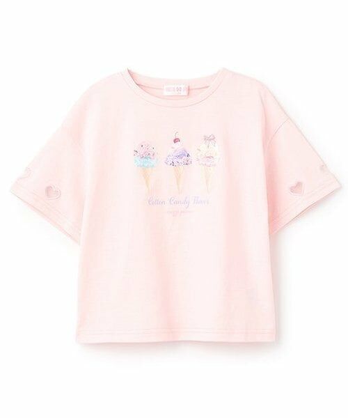 mezzo piano / メゾピアノ Tシャツ | 【人気商品再入荷】【直営店で取り扱い無し】アイス転写プリント　半袖Ｔシャツ（ライト ピンク）