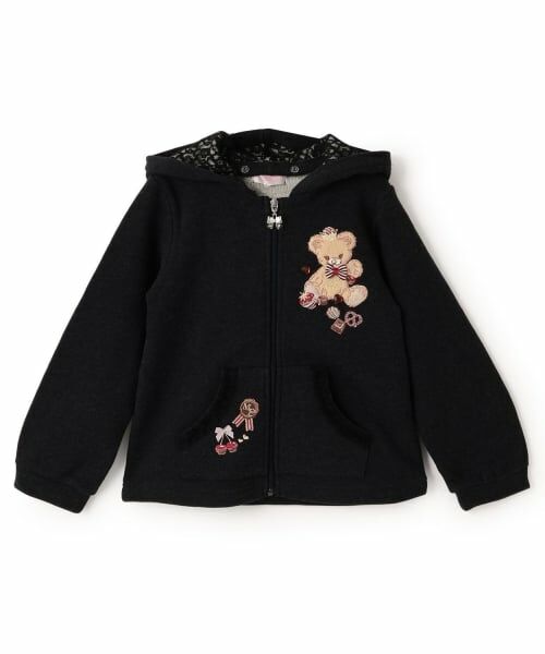 mezzo piano / メゾピアノ パーカー | 【人気商品再入荷】【直営店で取り扱い無し】クマ耳フードパーカ（チャコール）