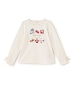 mezzo piano / メゾピアノ Tシャツ | 【人気商品再入荷】【直営店で取り扱い無し】ジャム瓶アップリケ　長袖Tシャツ