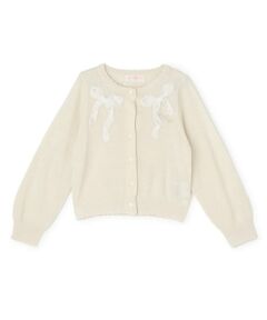 mezzo piano / メゾピアノ カーディガン・ボレロ | 【人気商品再入荷】【直営店で取り扱い無し】リボン　ラメニットカーディガン