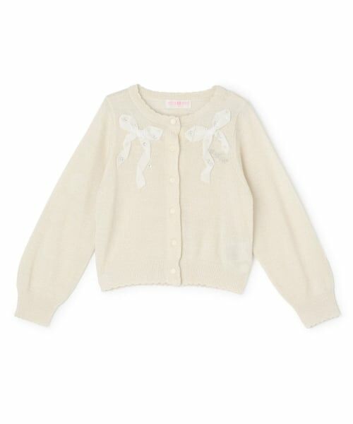 mezzo piano / メゾピアノ カーディガン・ボレロ | 【人気商品再入荷】【直営店で取り扱い無し】リボン　ラメニットカーディガン（オフ ホワイト）